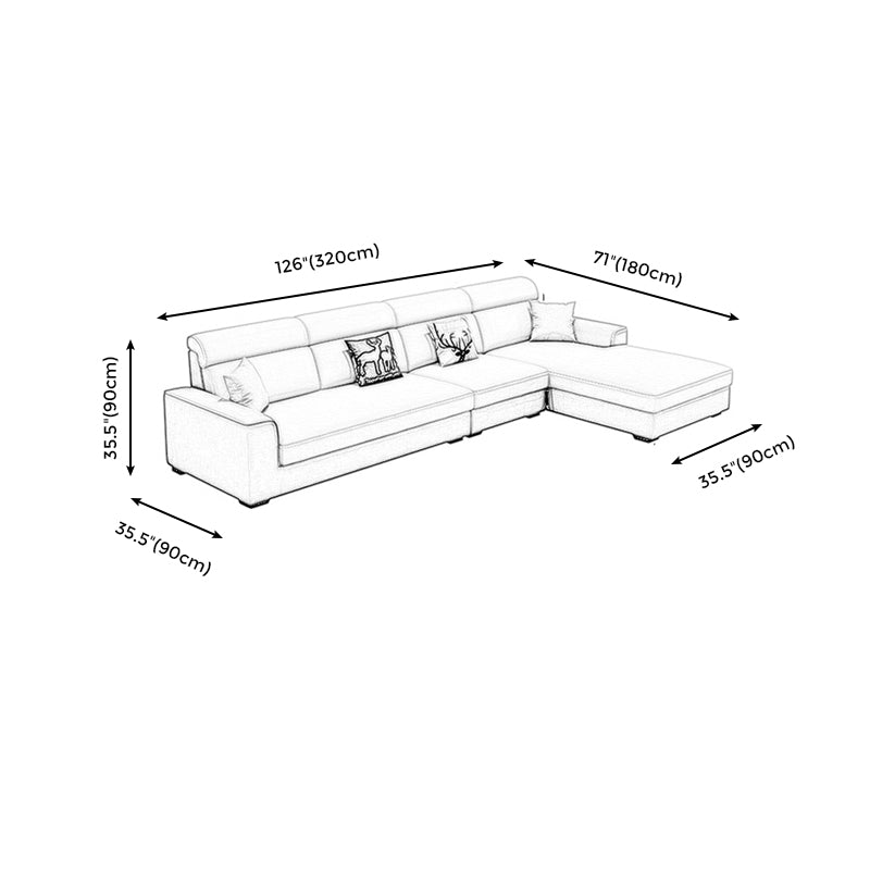 Faux Leather 4-Seater L-Shape Cushion Back Sectional Sofa with Chaise