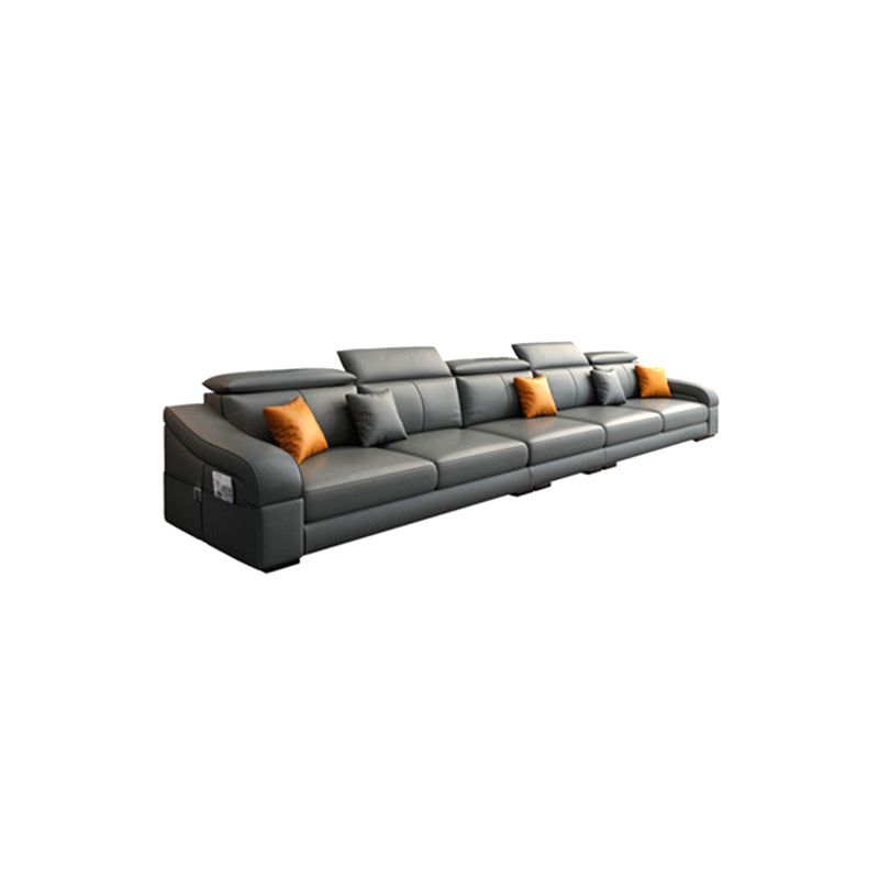 Modern Cushion Back Sectional Sofa 33.46"High Sloped Arms Sectionals with Storage, Grey