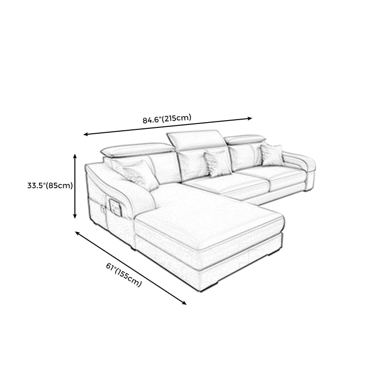 Modern Cushion Back Sectional Sofa 33.46"High Sloped Arms Sectionals with Storage, Grey