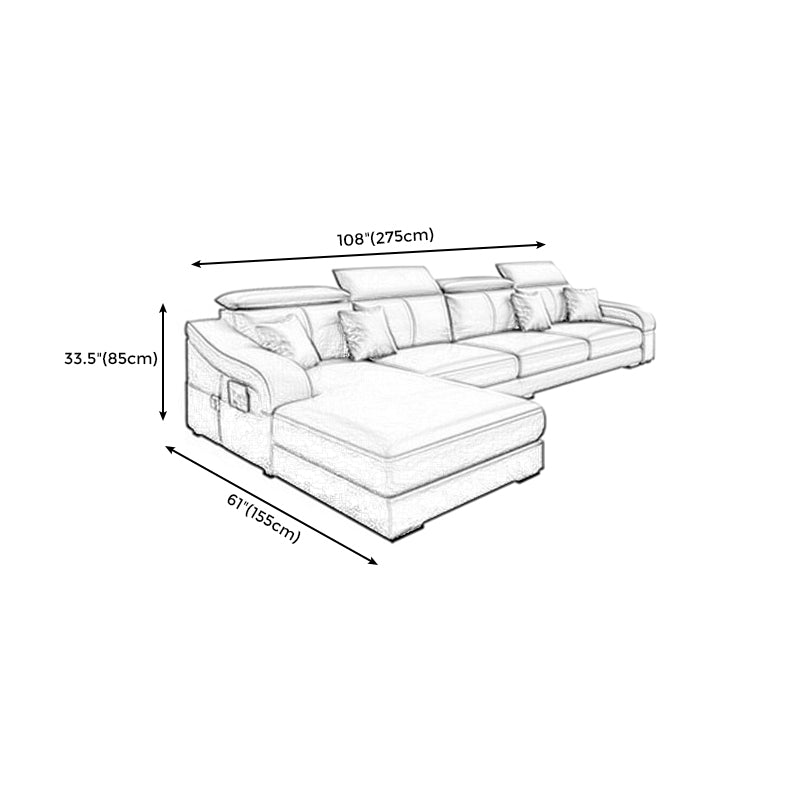 Modern Cushion Back Sectional Sofa 33.46"High Sloped Arms Sectionals with Storage, Grey