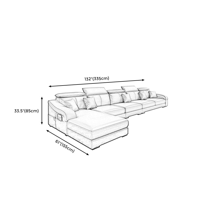 Modern Cushion Back Sectional Sofa 33.46"High Sloped Arms Sectionals with Storage, Grey