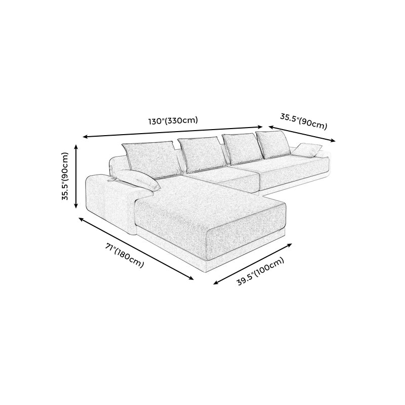 Pillowed Back Cushions Pillow Top Arm L-Shape Sectional with Slipcovered