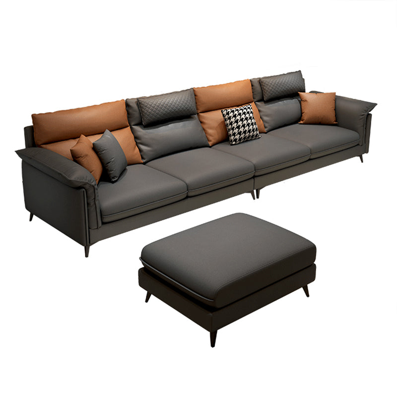 Stain-Resistant Pillowed Back Cushions  Sectional Square Arm Sofa with Ottoman Included