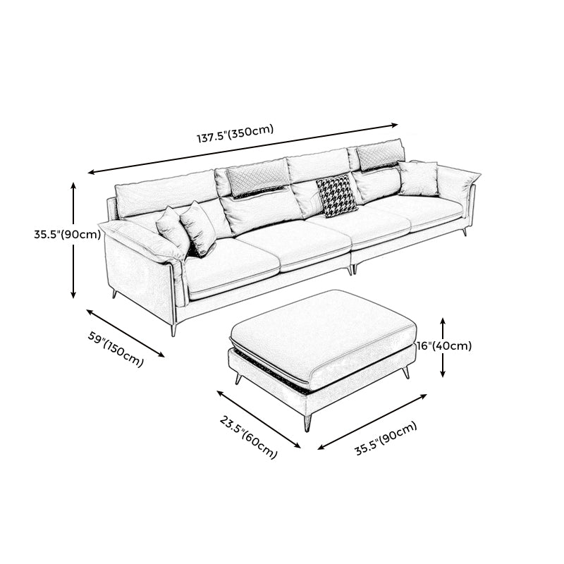 Stain-Resistant Pillowed Back Cushions  Sectional Square Arm Sofa with Ottoman Included