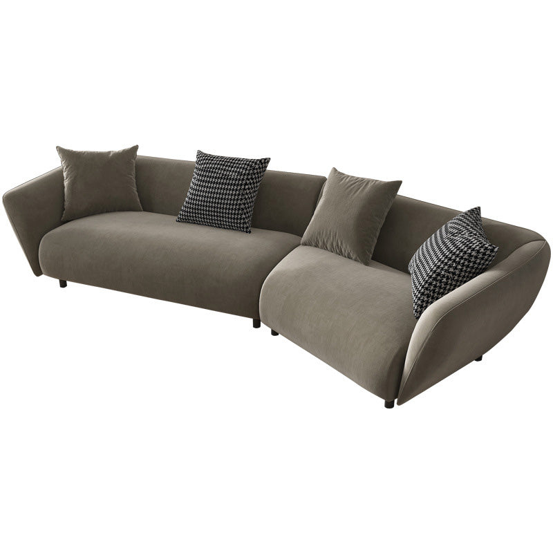Dark Gray Flared Arm Sectional Contemporary Tight Back Curved Sofa for Living Room