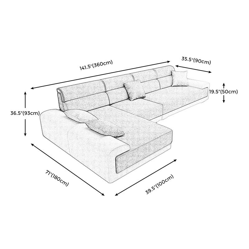 Scandinavian Sofa L-Shape Sectional Left Hand Facing for Four People