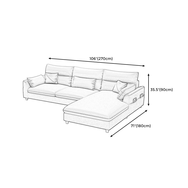 Faux Leather Square Arm Sectional Modern Stain-Resistant Sofa and Chaise for Apartment