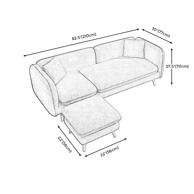 Tight Back Linen Blend Sofa Slipcovered Sectional with Straight Arm for Living Room