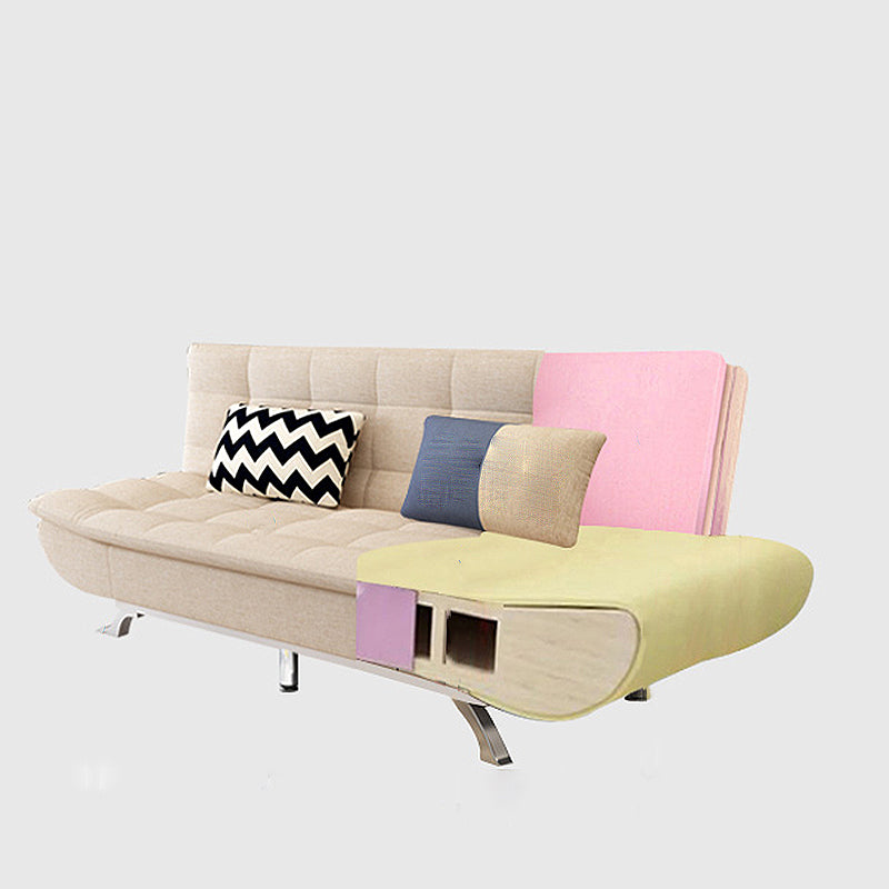 Contemporary Armless Sofa Foldable Couch with Tufted Back for Living Room