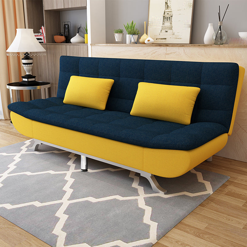 Contemporary Armless Sofa Foldable Couch with Tufted Back for Living Room