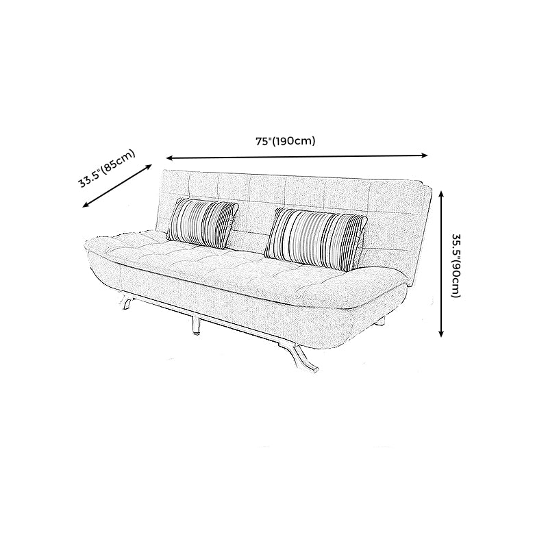 Contemporary Armless Sofa Foldable Couch with Tufted Back for Living Room