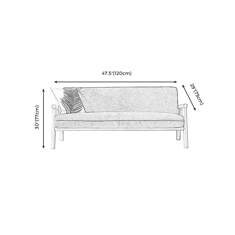 Modern Linen Square Arm Settee 29"W Tight Back Sofa for Living Room