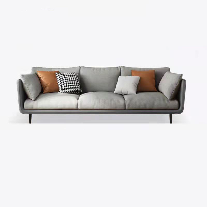 Scandinavian 3-seater Sofa Tuxedo Arm Couch with Sewn Pillow Back