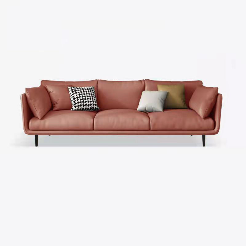 Scandinavian 3-seater Sofa Tuxedo Arm Couch with Sewn Pillow Back