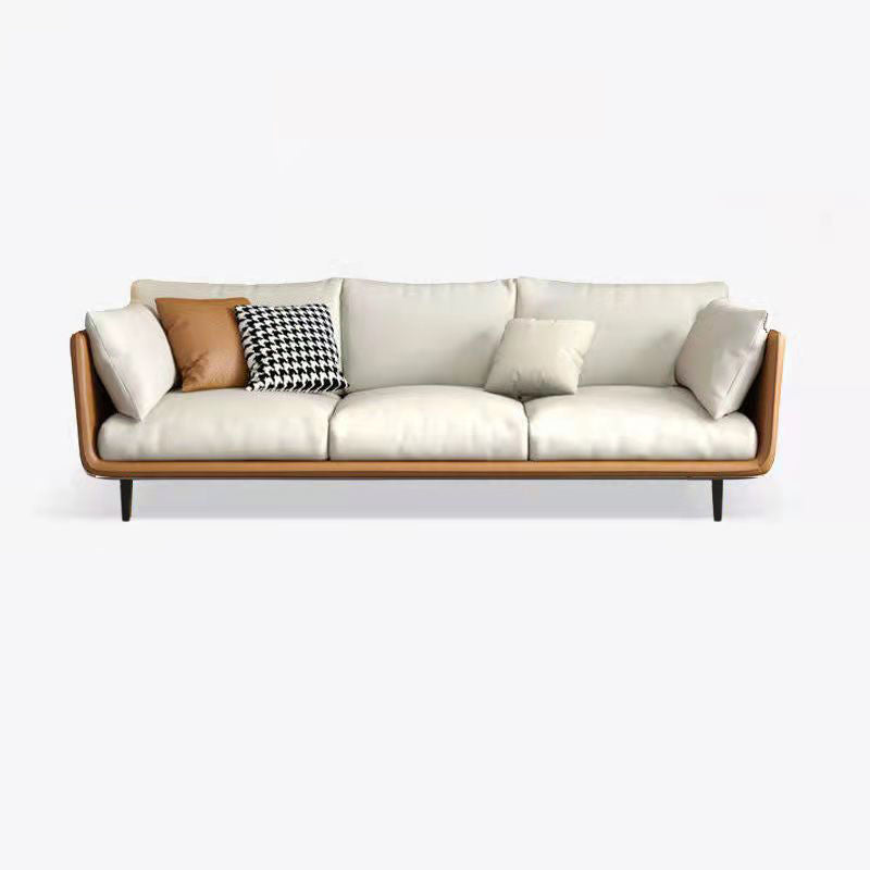 Scandinavian 3-seater Sofa Tuxedo Arm Couch with Sewn Pillow Back