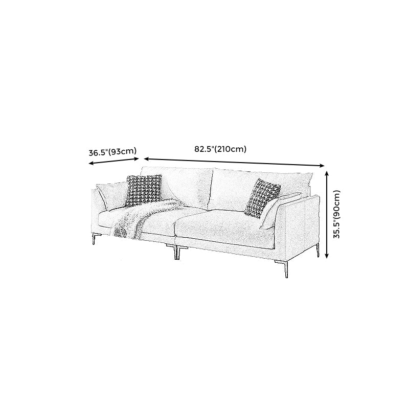 Contemporary  Living Room Fabric Couch White Wool Blend Standard Sofa