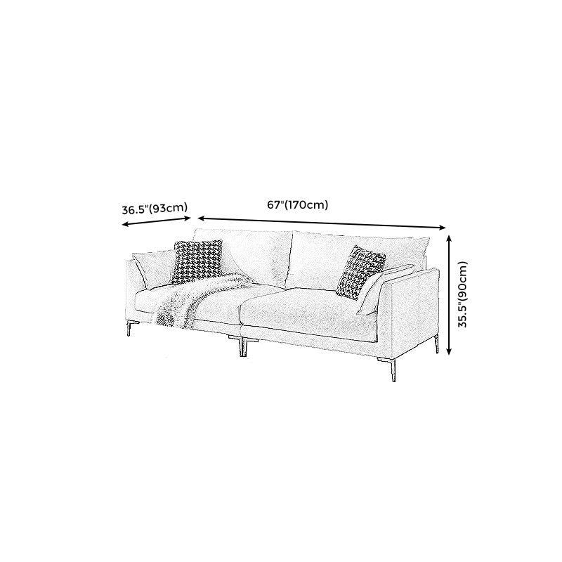 Contemporary  Living Room Fabric Couch White Wool Blend Standard Sofa