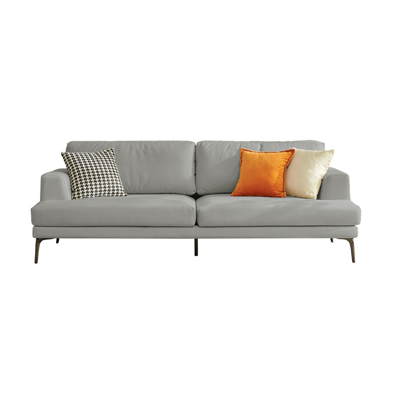 Stain-Resistant Faux Leather Loveseat Recessed Arm Sofa with Metal Legs