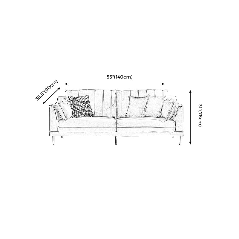 Contemporary Square Arm Loveseat Living Room Faux Leather Sofa with Brass Legs