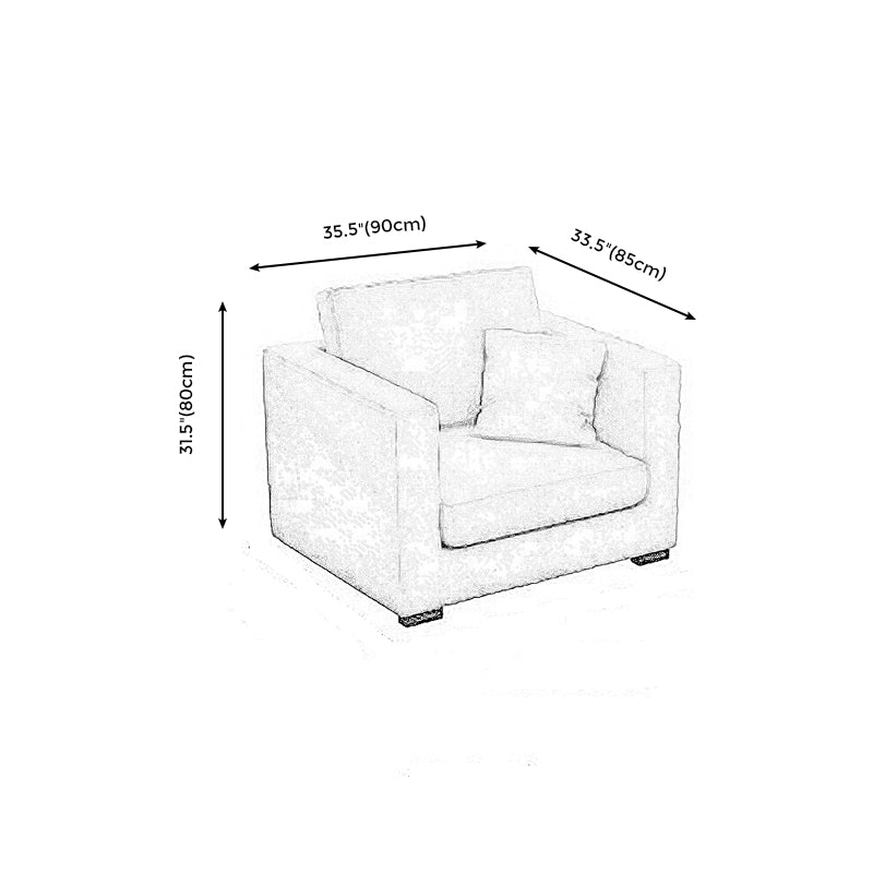 Living Room Square Arm Standard Sofa Contemporary Loose Back Couch