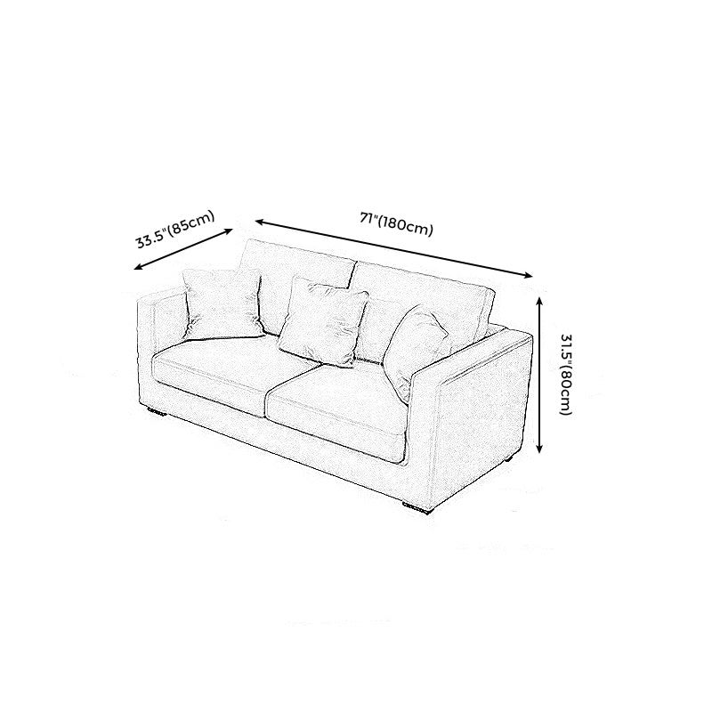 Living Room Square Arm Standard Sofa Contemporary Loose Back Couch