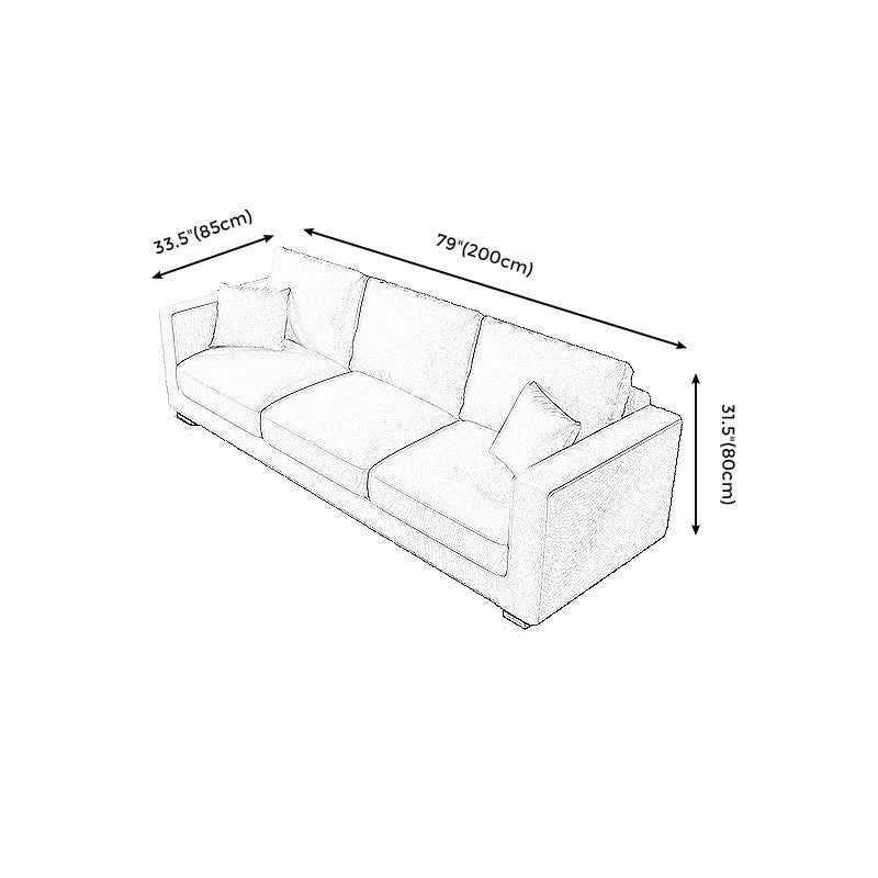 Living Room Square Arm Standard Sofa Contemporary Loose Back Couch