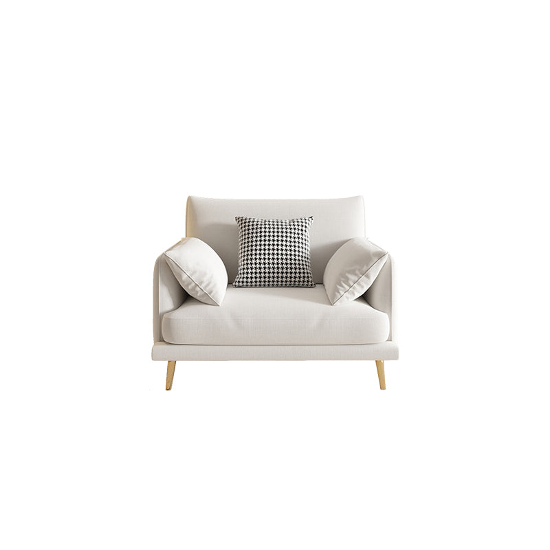 Scandinavian White Standard Sofa Squre Arm Couch with Loose Back