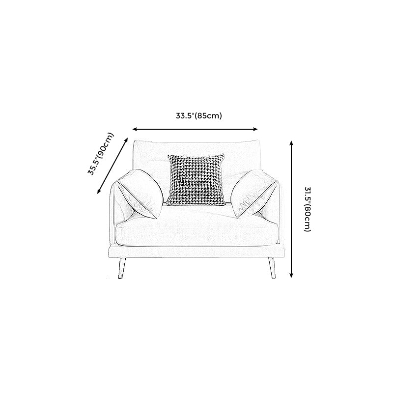 Scandinavian White Standard Sofa Squre Arm Couch with Loose Back