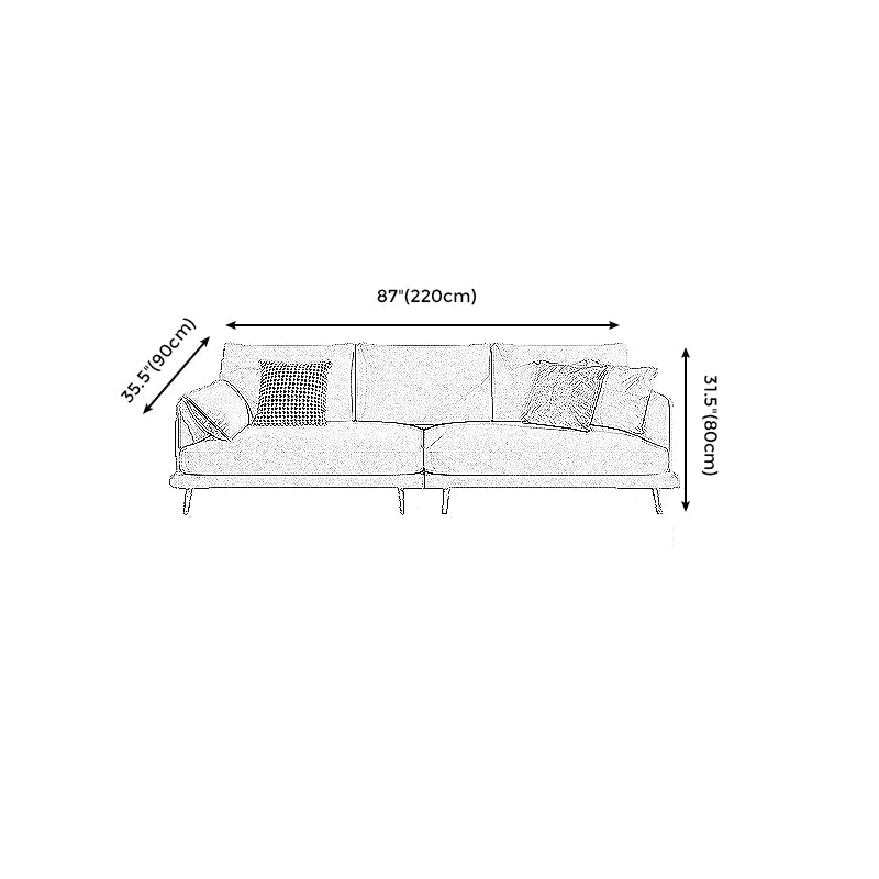 Scandinavian White Standard Sofa Squre Arm Couch with Loose Back