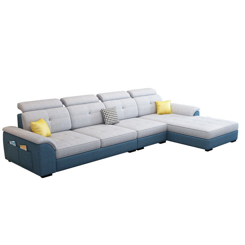 L-shape Faux Leather/Linen Sectionals with Reversible Chaise and Storage