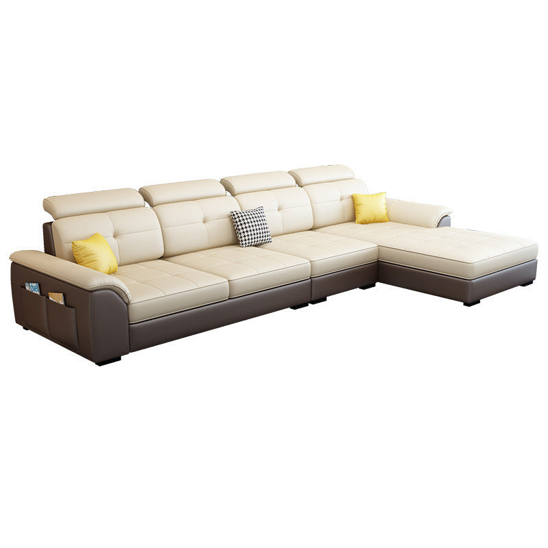 L-shape Faux Leather/Linen Sectionals with Reversible Chaise and Storage