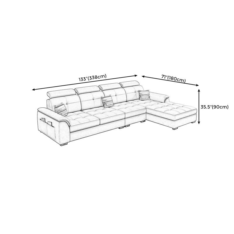 L-shape Faux Leather/Linen Sectionals with Reversible Chaise and Storage