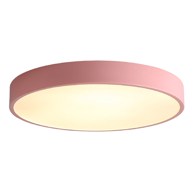 Round Shape LED Ceiling Lamp Macaroon  Simple Style Iron 1 Light Flush Mount for Aisle