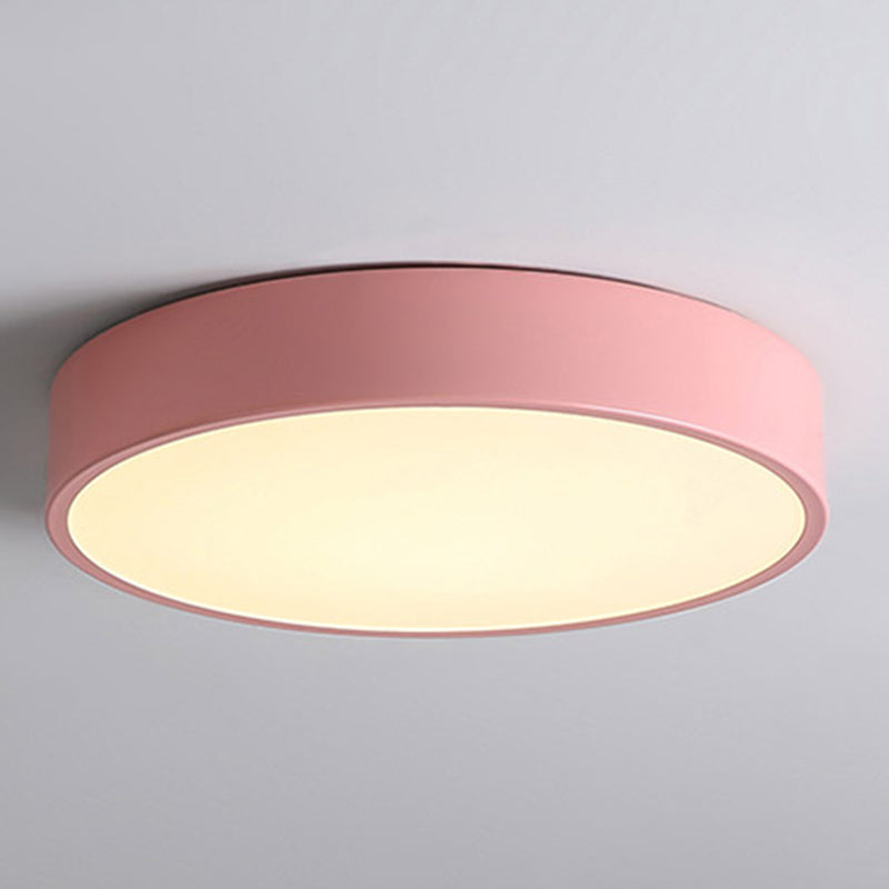 Round Shape LED Ceiling Lamp Macaroon  Simple Style Iron 1 Light Flush Mount for Aisle