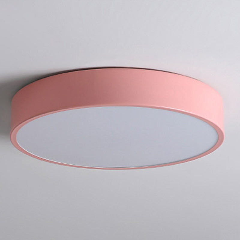 Round Shape LED Ceiling Lamp Macaroon  Simple Style Iron 1 Light Flush Mount for Aisle