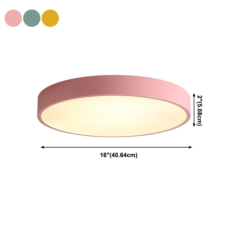 Round Shape LED Ceiling Lamp Macaroon  Simple Style Iron 1 Light Flush Mount for Aisle