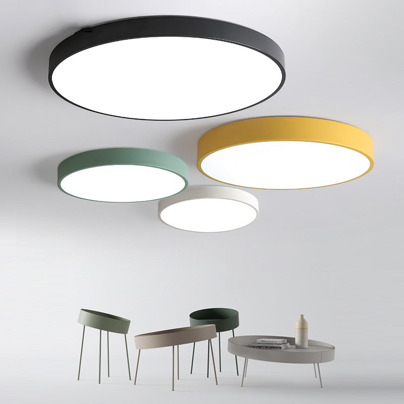 Round Shape LED Ceiling Lamp Macaroon Modern Style Iron Flush Mount for Balcony