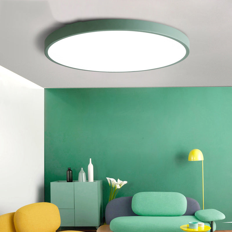 Round Shape LED Ceiling Lamp Macaroon Modern Style Iron Flush Mount for Balcony