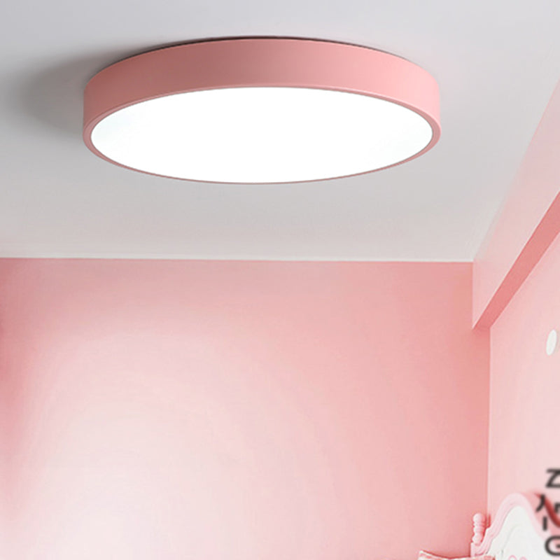 Round Shape LED Ceiling Lamp Macaroon Modern Style Iron Flush Mount for Balcony