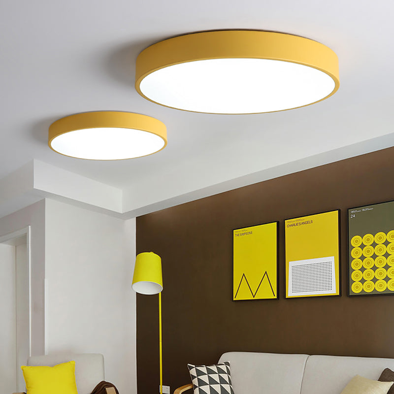 Round Shape LED Ceiling Lamp Macaroon Modern Style Iron Flush Mount for Balcony