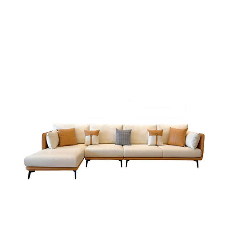 Modern Stain-Resistant Faux Leather Sofa Square Arm Sectional for Apartment