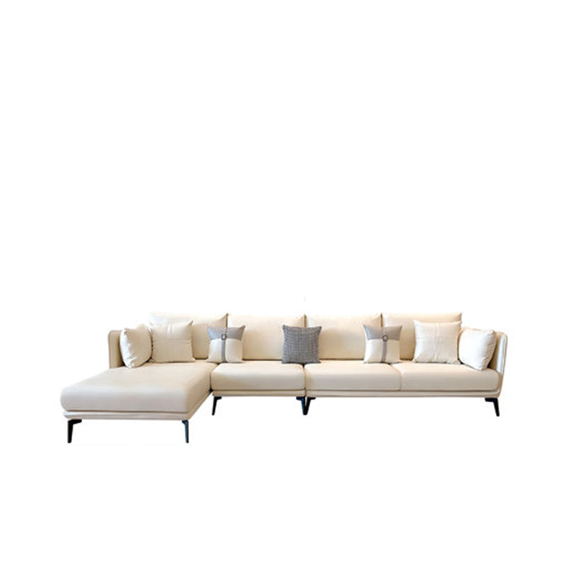 Modern Stain-Resistant Faux Leather Sofa Square Arm Sectional for Apartment