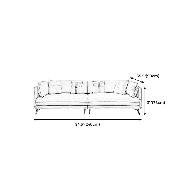 Modern Stain-Resistant Faux Leather Sofa Square Arm Sectional for Apartment