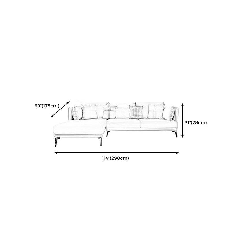 Modern Stain-Resistant Faux Leather Sofa Square Arm Sectional for Apartment