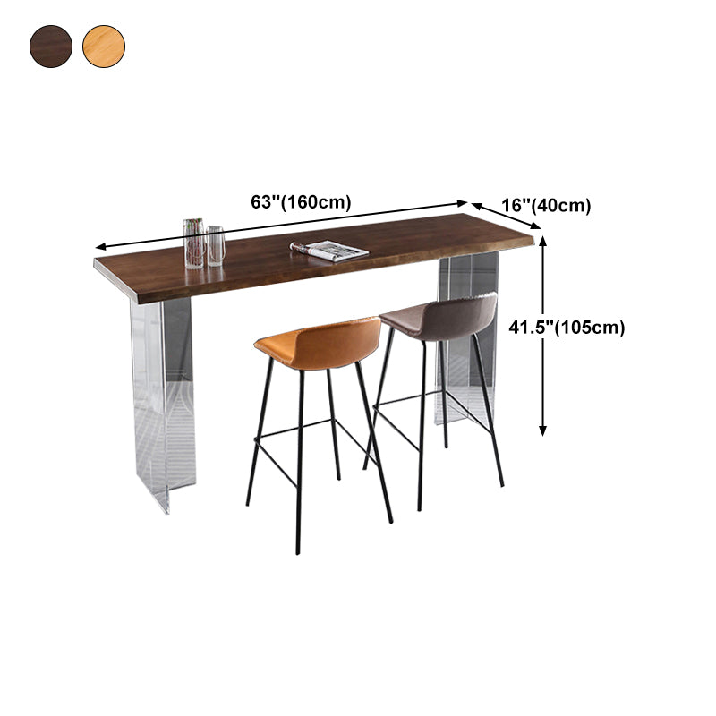 Restaurant Rectangle Wood Top Counter Table Acrylic Base Modern Bar Table