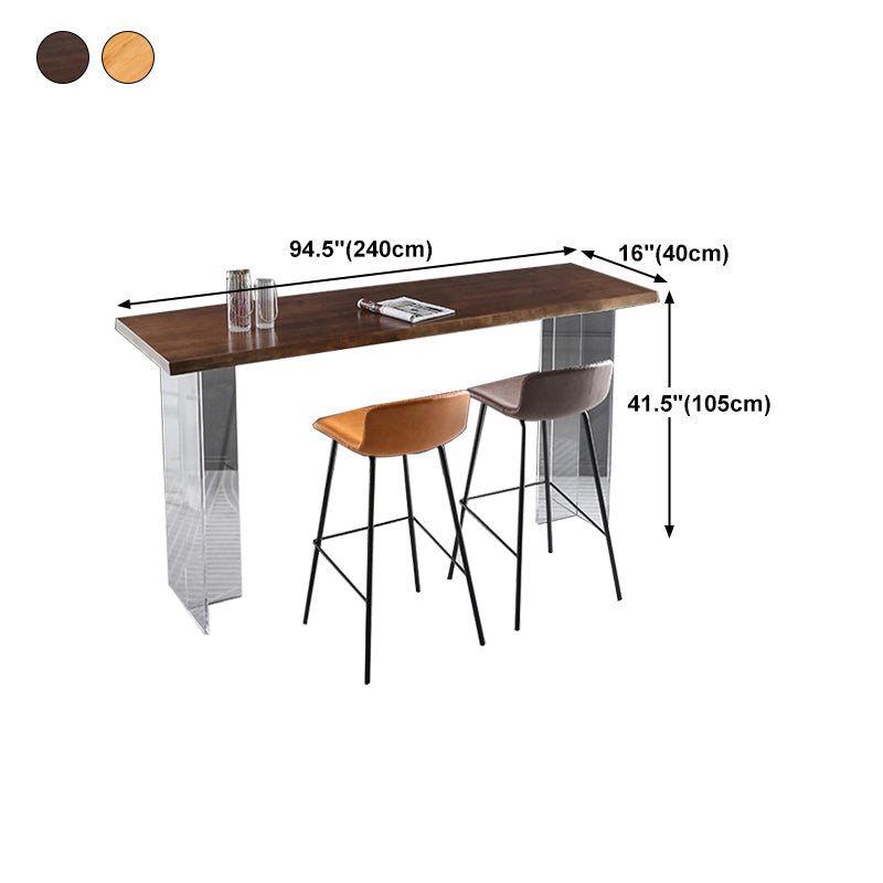 Restaurant Rectangle Wood Top Counter Table Acrylic Base Modern Bar Table