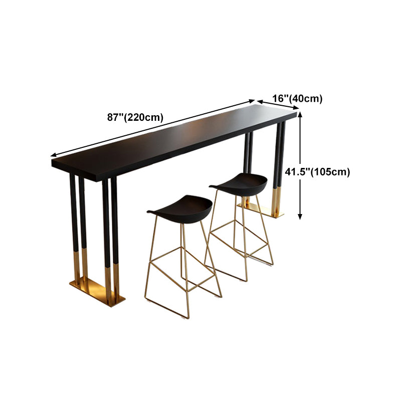 Kitchen Rectangle Wood Top Counter Table Gold Legs Glam Style Bar Table