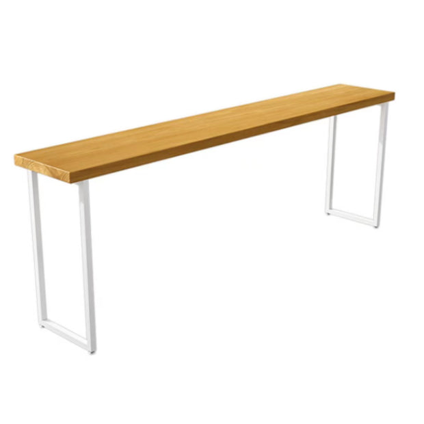 Modern White Iron Bar Dining Table Rectangle Pine Wood Indoor Bistro Table