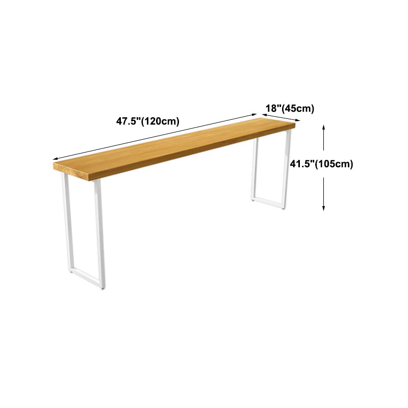 Modern White Iron Bar Dining Table Rectangle Pine Wood Indoor Bistro Table