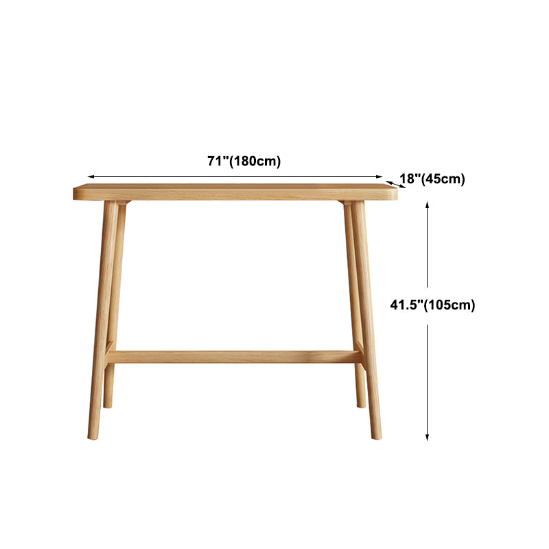 Modern Pine Wood Bar Dining Table Rectangle Indoor Bistro Table with Footrest